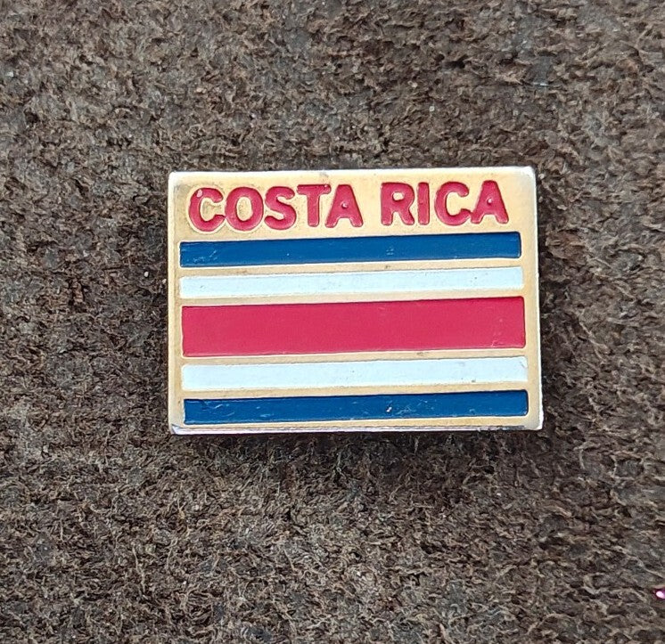 1980s Costa Rica Flag Gold Tone Enamel Travel Souvenir Pin