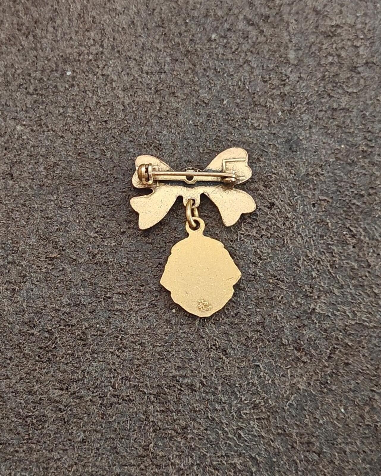 1950s Lions Clubs International Ladies Bow Knot Pin With Dangling Charm