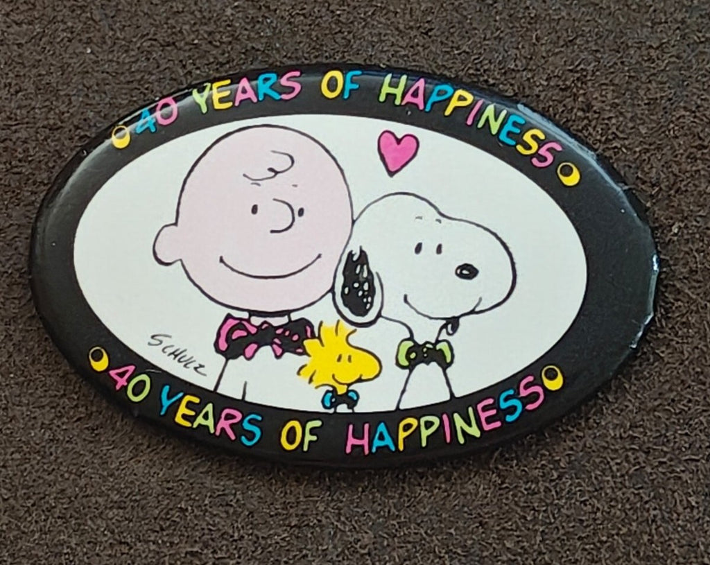 1990 Peanuts 40th Anniversary Charlie Brown Snoopy Button Pin