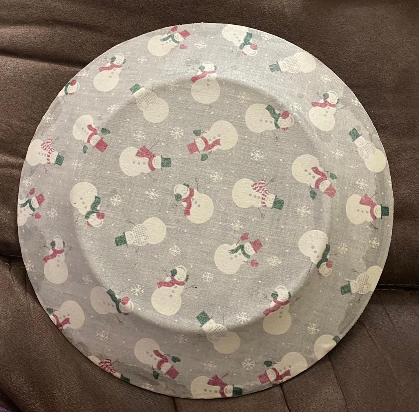 Christmas Snowman Decoupage Glass Plate