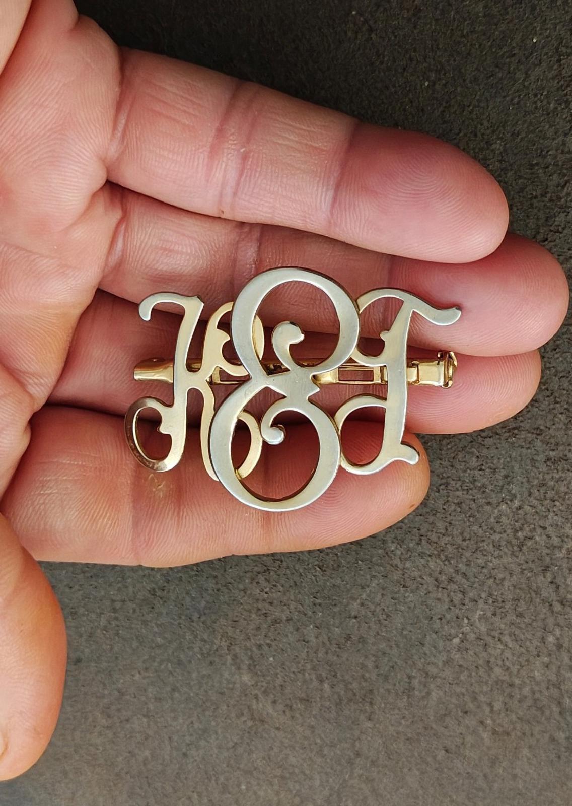 1950s Vintage Monogram Initial KEG Gold Tone Brooch Pin.