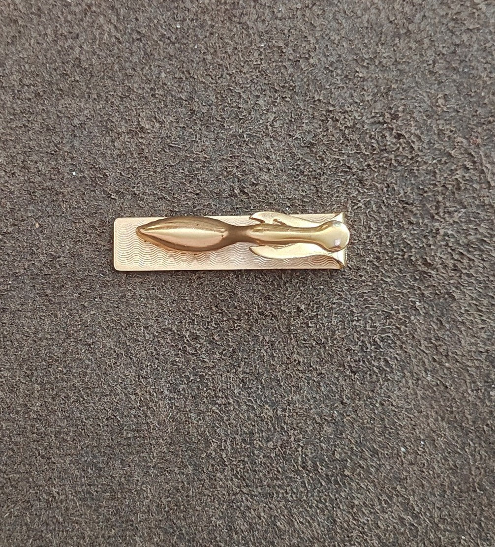 1950s/60s Gold Tone Etched Tie Bar Clip
