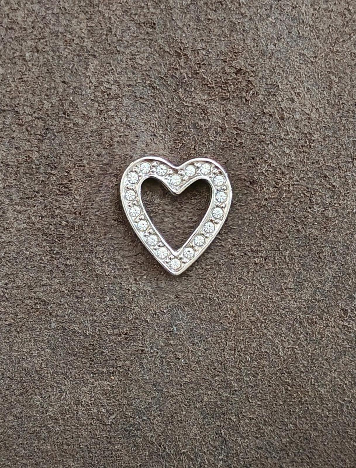 1990s Avon Crystal Rhinestones Silver Tone Open Heart Pin