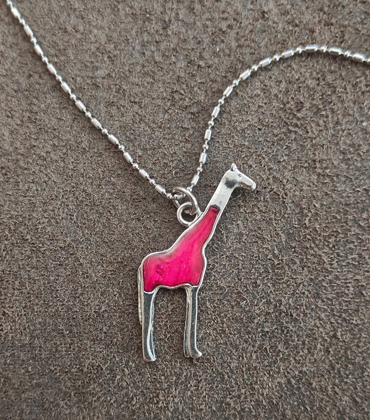 1970s Adult Jewels Brand Red Enamel Giraffe Pendant Necklace