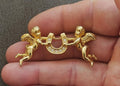 1980s Unsigned Kirks Folly Gold Tone Cherub & Lucky Horseshoe Brooch Pin