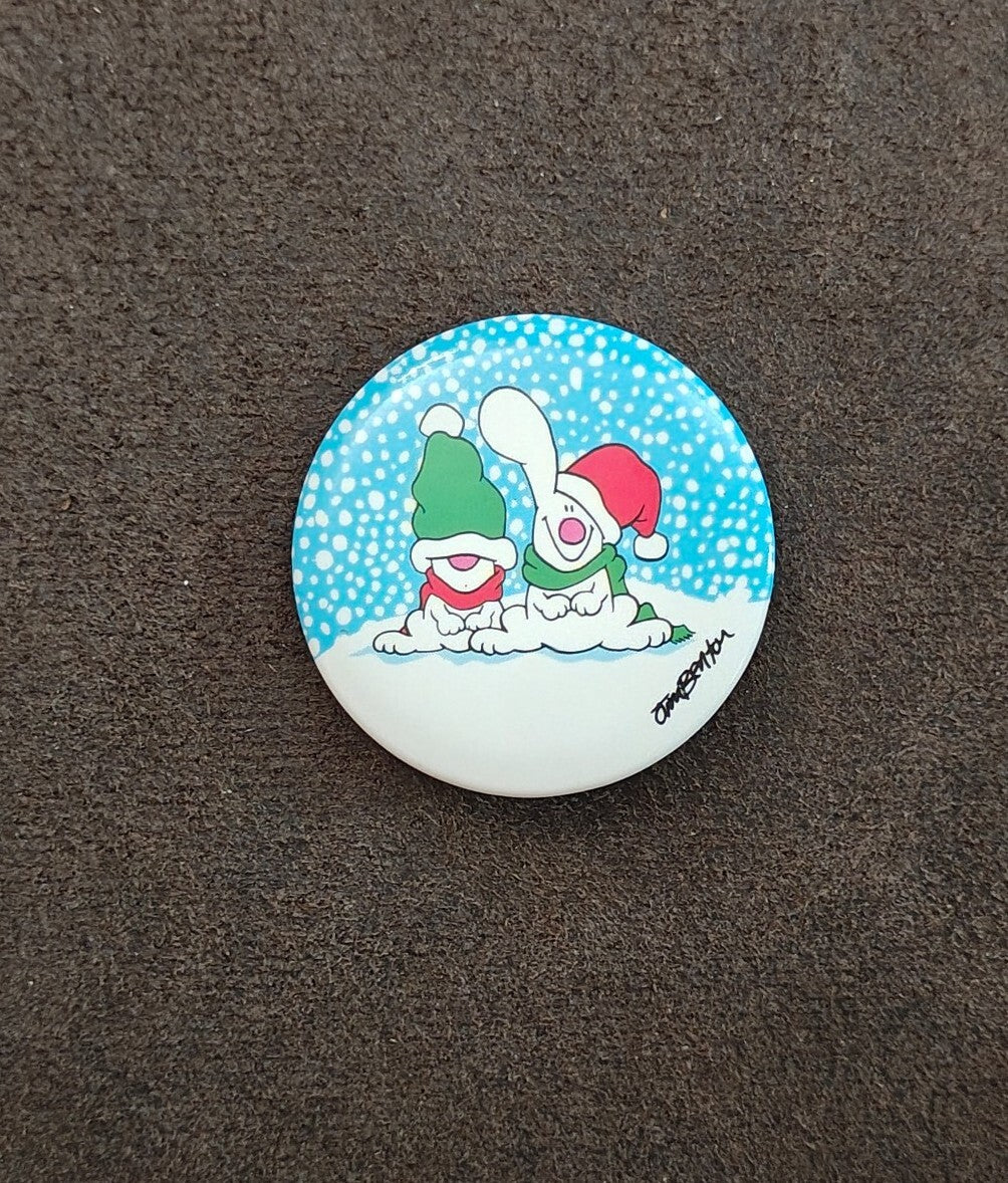 1980s Rare Jim Benton Christmas Pinback/Pinbutton