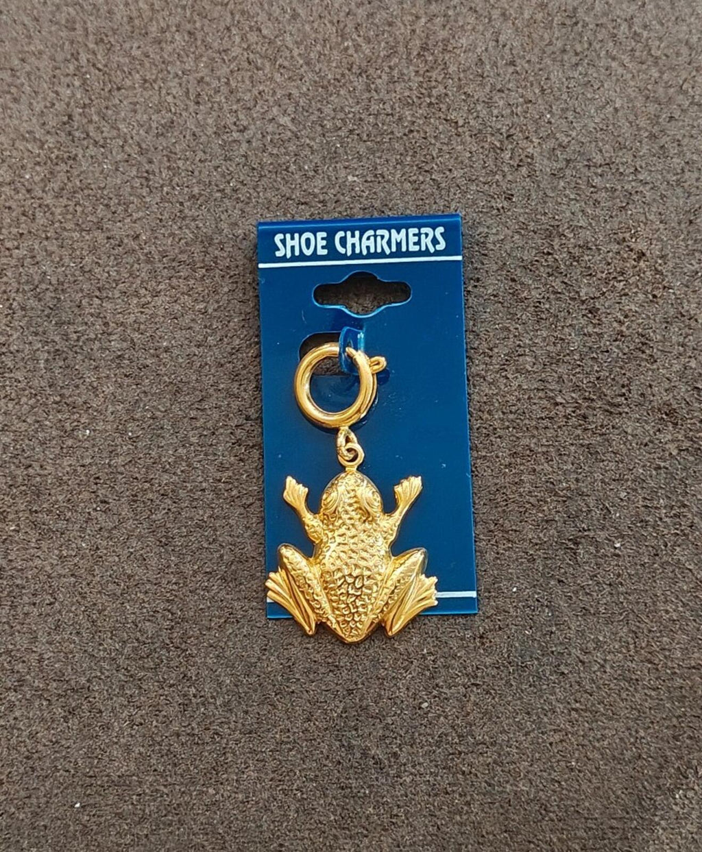 1990s Brass Textured Frog Shoe Charm/Charm