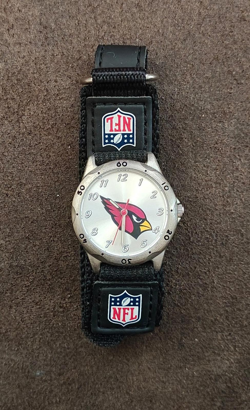 Arizona Cardinals Kids NFL Rookie Watch Black Nylon Strap Silver Dial