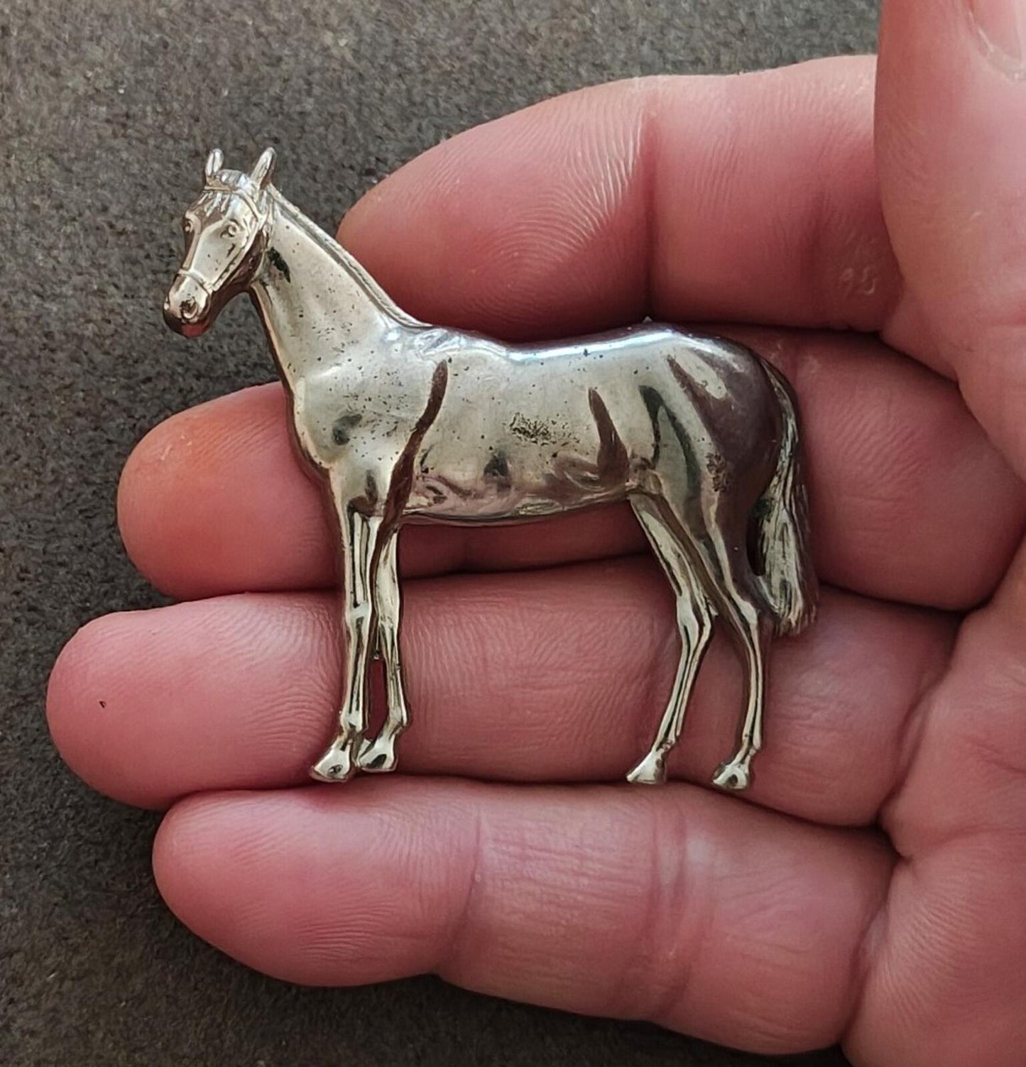 1950s/60s Equestrian Horse/Horse Silver Tone Brooch
