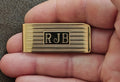 1960s Gold-Tone Engine-Turned Money Clip Monogrammed "RJB"