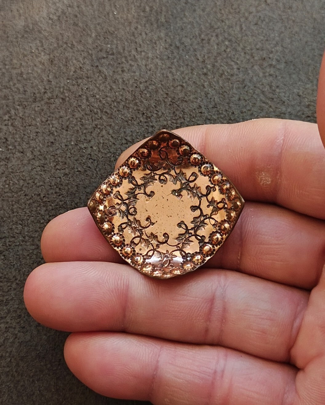 1950s/60s Signed Gret Barkin Hand Wrought Copper Brooch