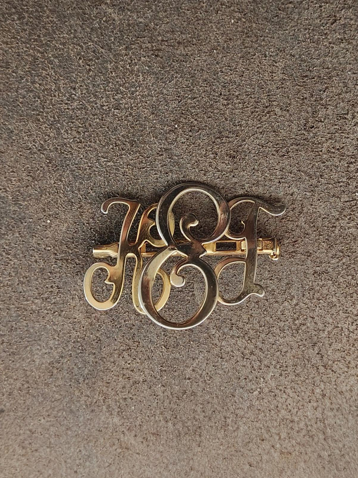 1950s Vintage Monogram Initial KEG Gold Tone Brooch Pin.