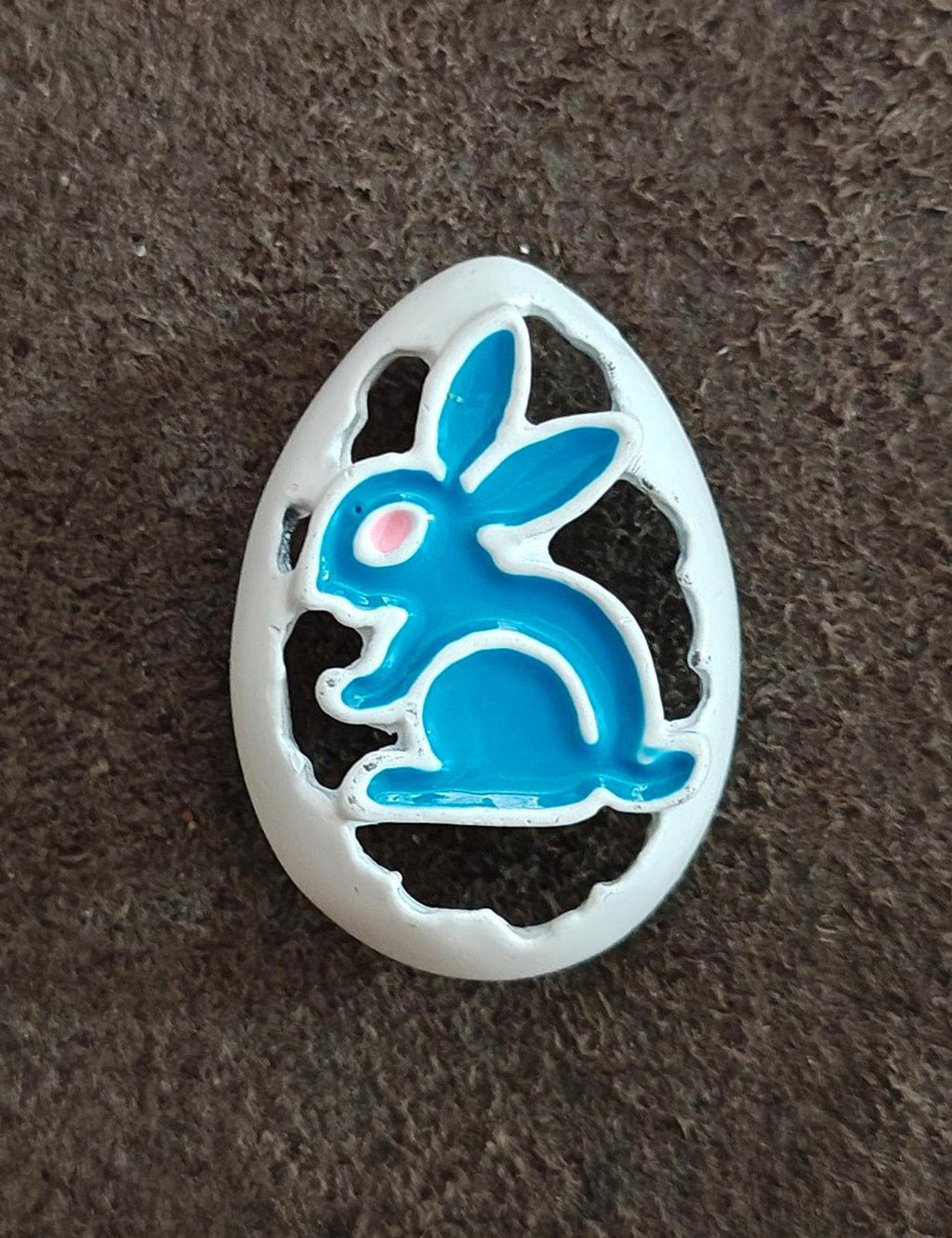 1980's Bunny Rabbit Blue & White Enamel Brooch