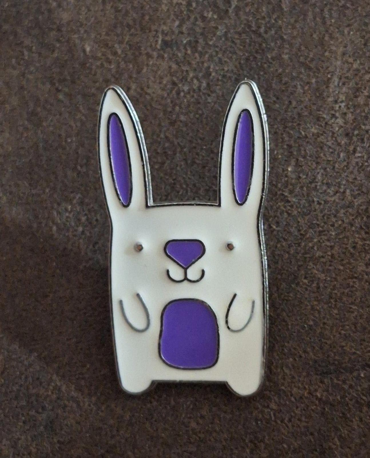 Adorable Colorful Jumbo Easter White Bunny Enamel Metal Pin.