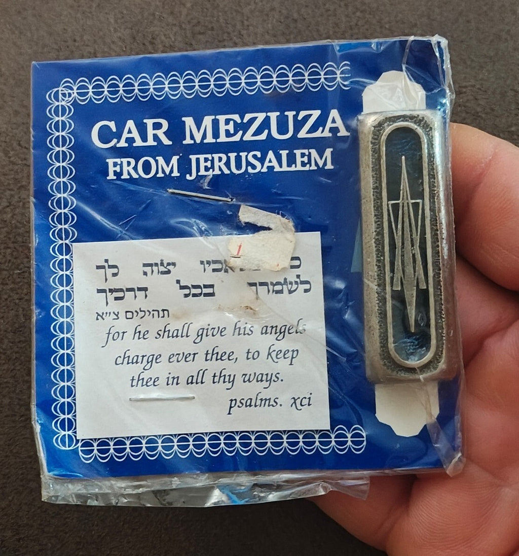 1980s Car Mezuza Pewter Souvenir