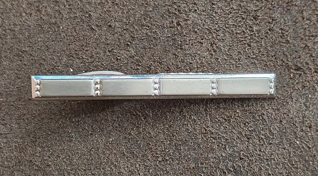 1950s/60s Hickok USA Silver Tone Modernist Panel Tie Bar Clip