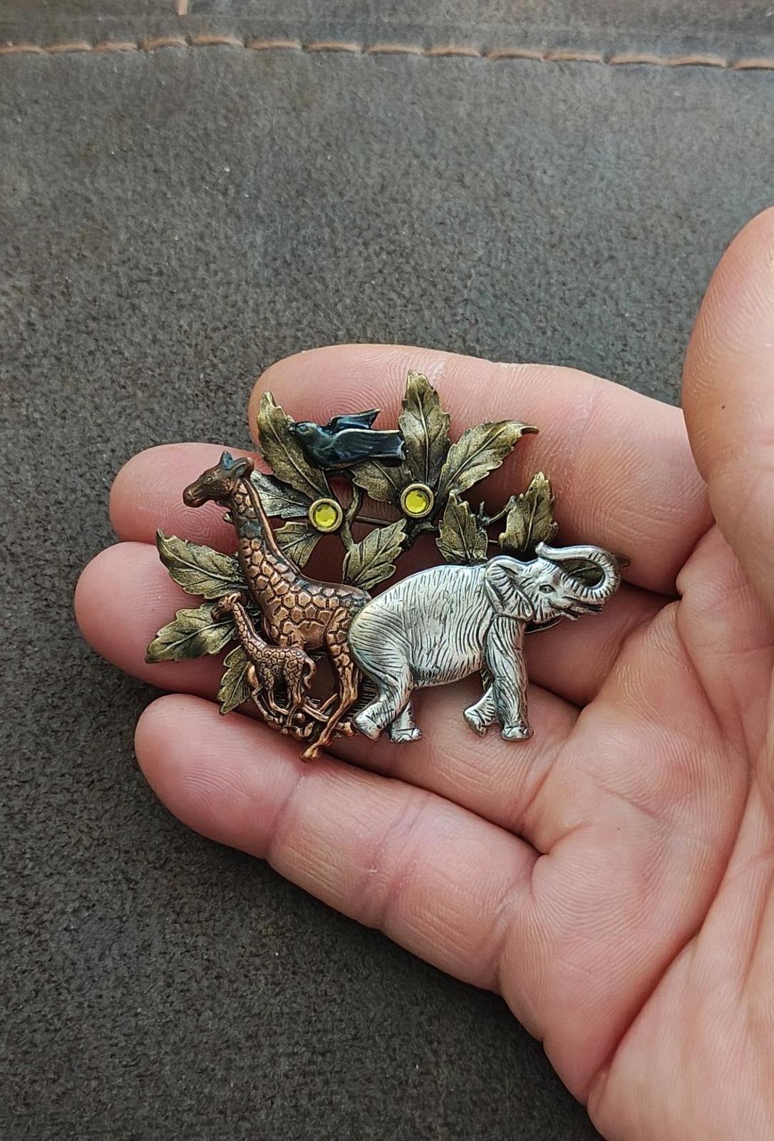 1980s Signed Kenneth Cole Safari Mixed Metal Brooch
