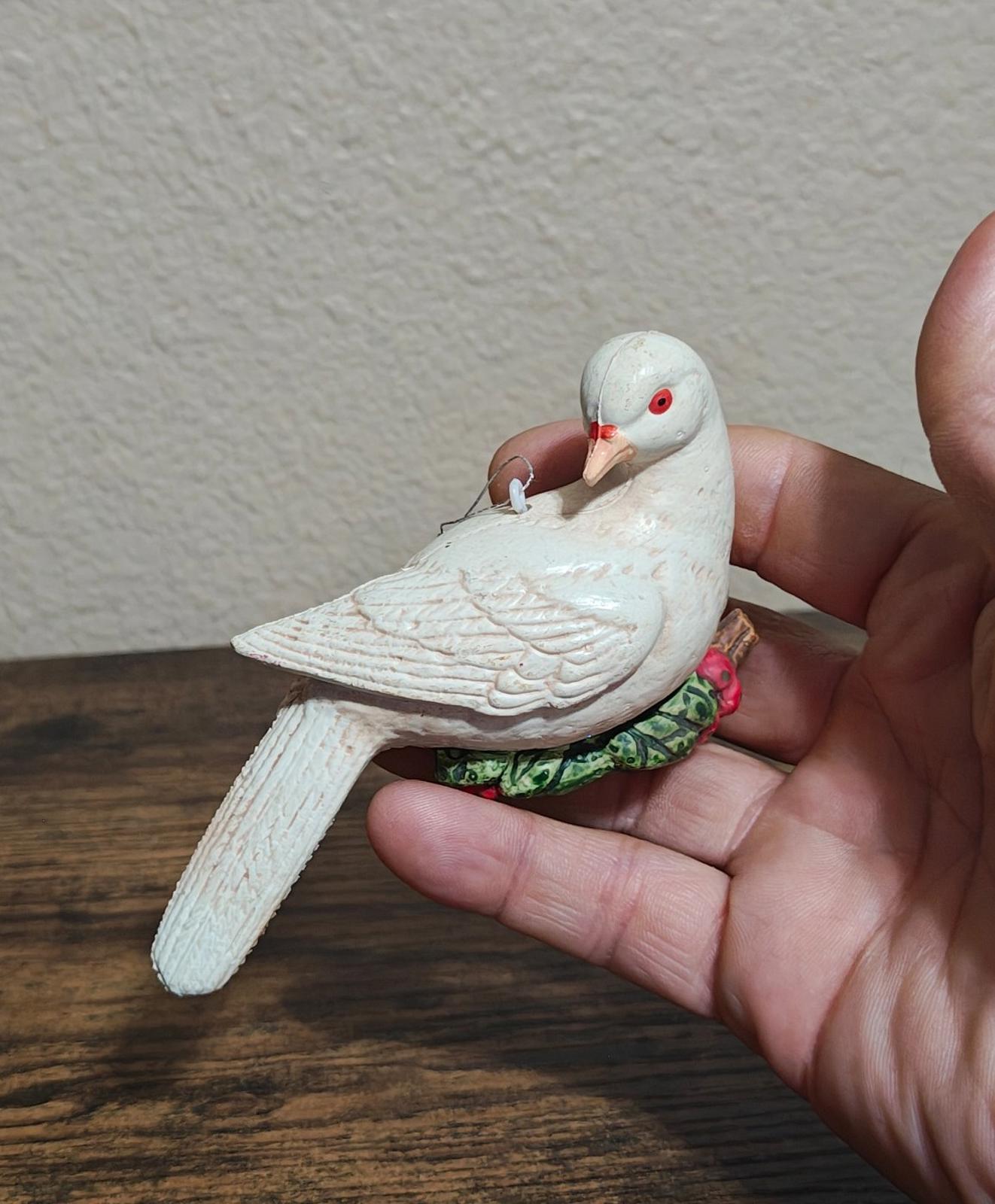 1960s Vintage White Dove Dove Plastic Christmas Ornament
