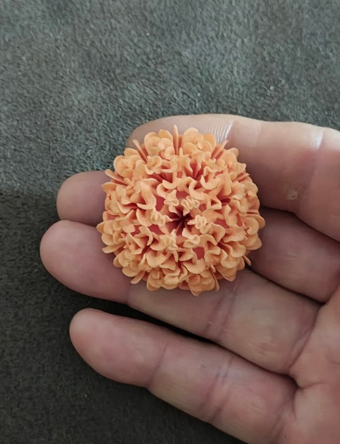 1940/50s Celluloid Carved Orange Pastel Flower Brooch Pin