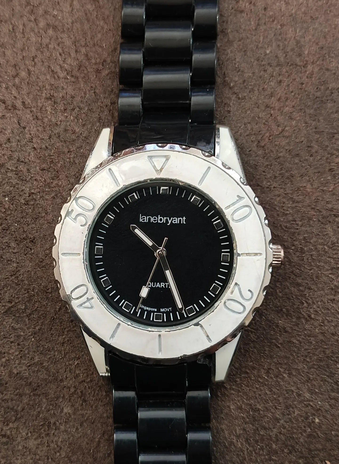 1990s Lane Bryant Quartz Ladies Watch With Black Dial Black Band