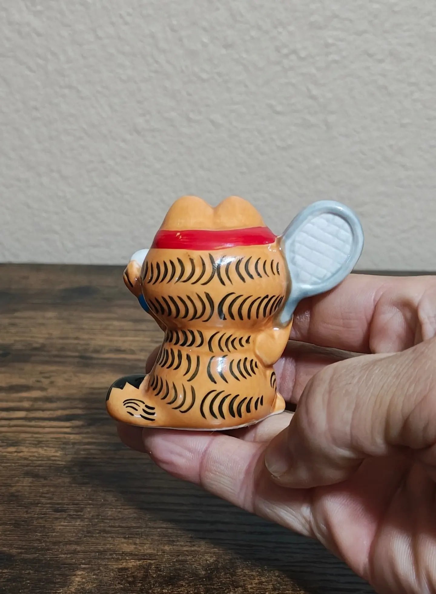 1981 Vintage Enesco Ceramic Garfield  Tennis Player Figurine