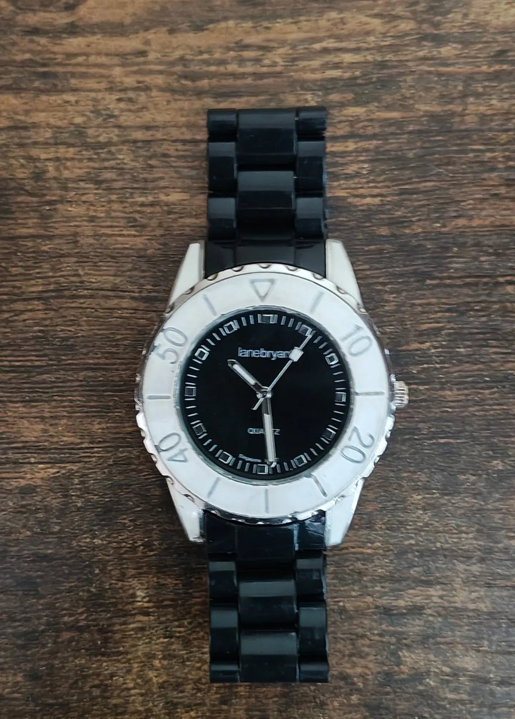 1990s Lane Bryant Quartz Ladies Watch With Black Dial Black Band