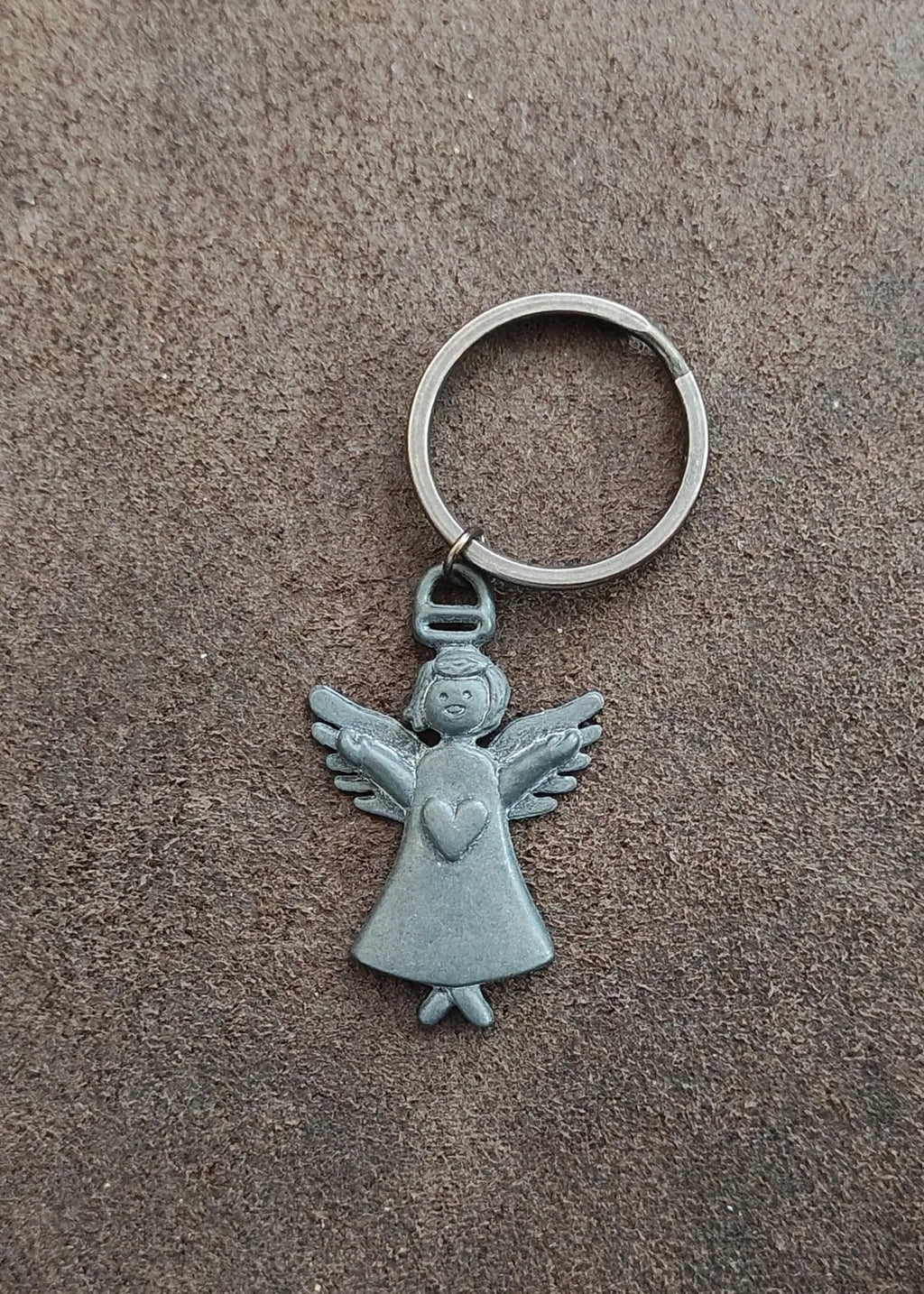 1990s Vintage Pewter Angel Keychain/Keyring