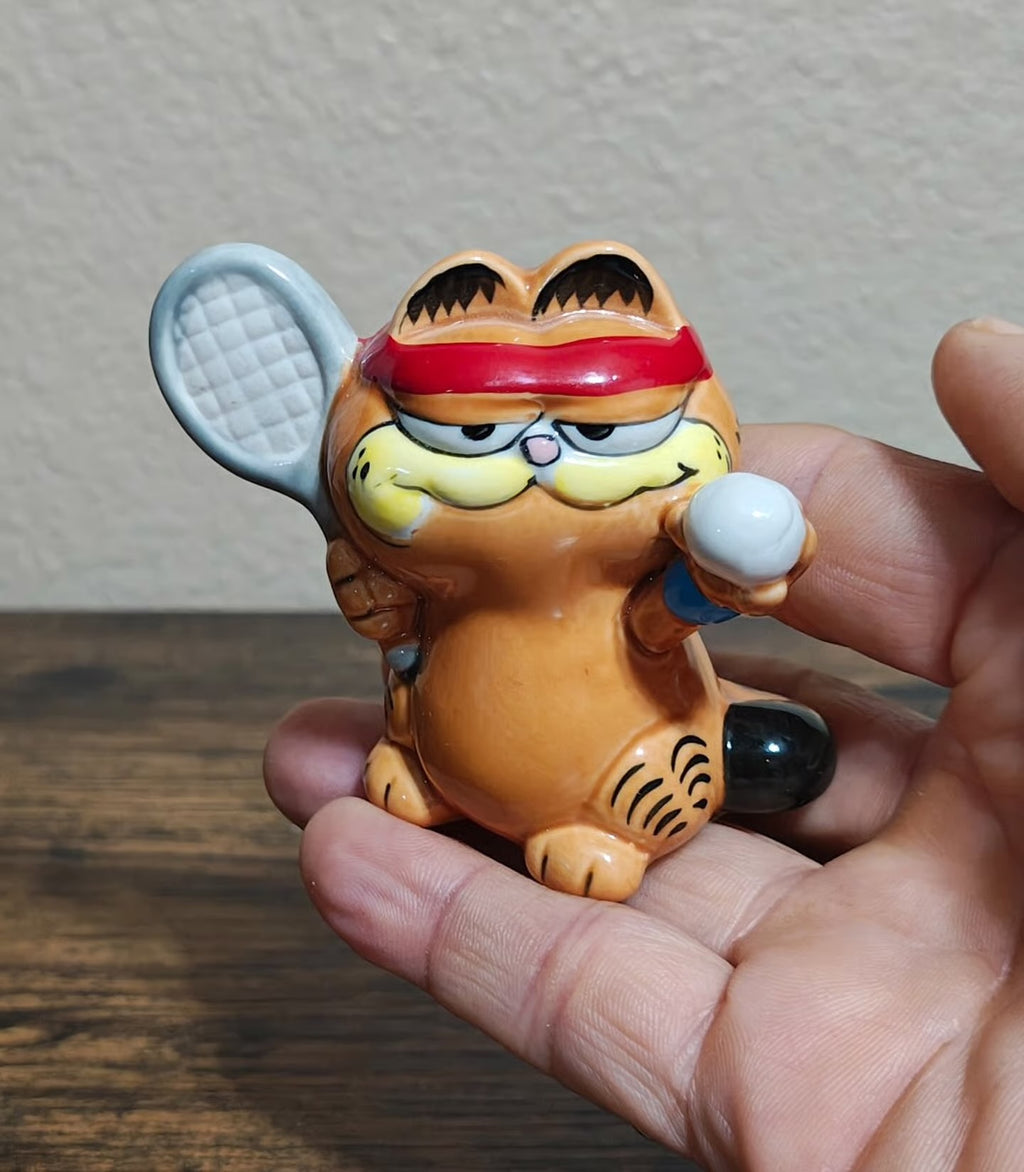 1981 Vintage Enesco Ceramic Garfield  Tennis Player Figurine