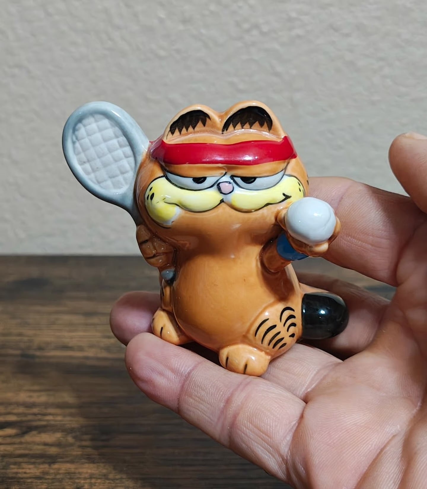 1981 Vintage Enesco Ceramic Garfield  Tennis Player Figurine