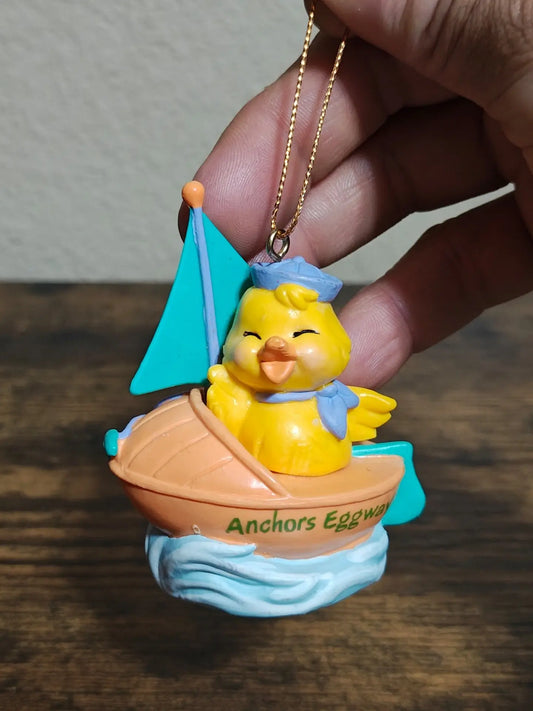 1980s Avon Gift Collection Easter  Eggspressions Sailboat Ornament