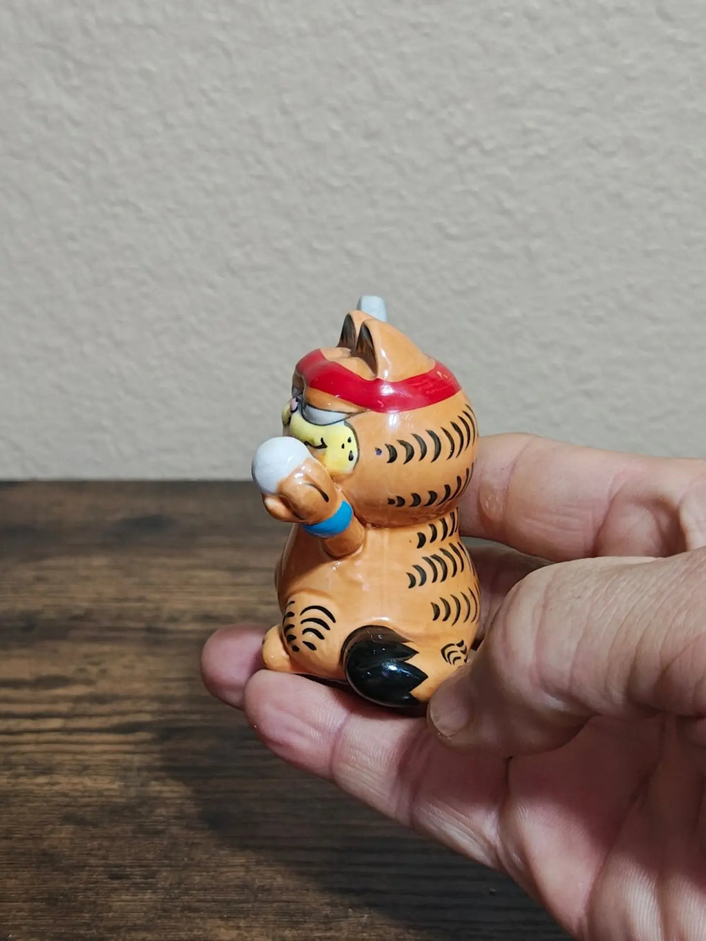 1981 Vintage Enesco Ceramic Garfield  Tennis Player Figurine