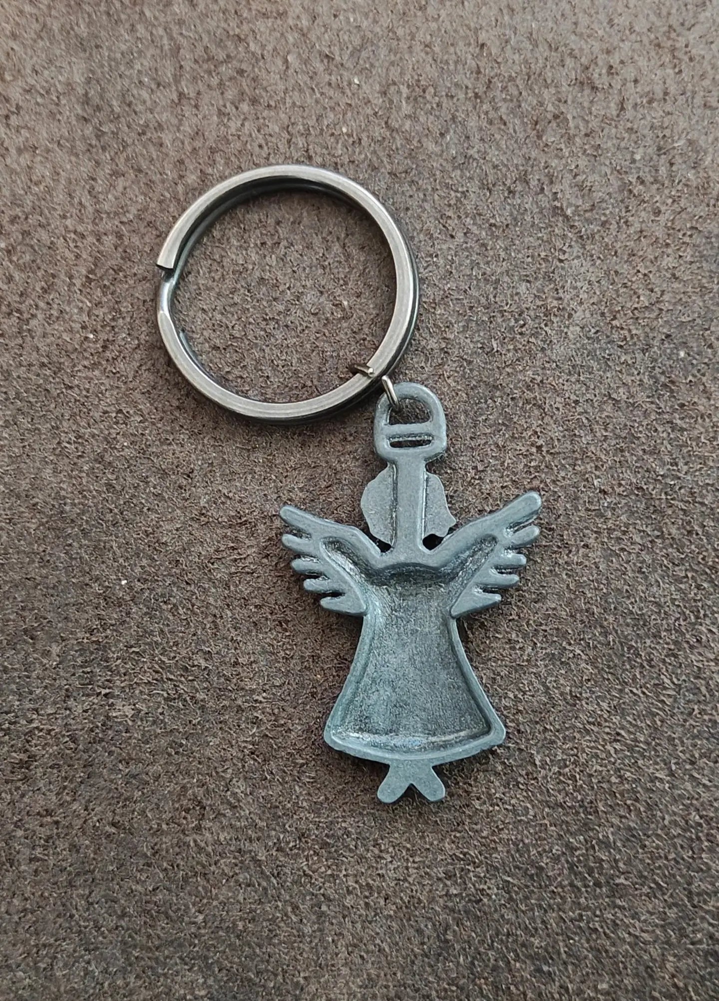 1990s Vintage Pewter Angel Keychain/Keyring