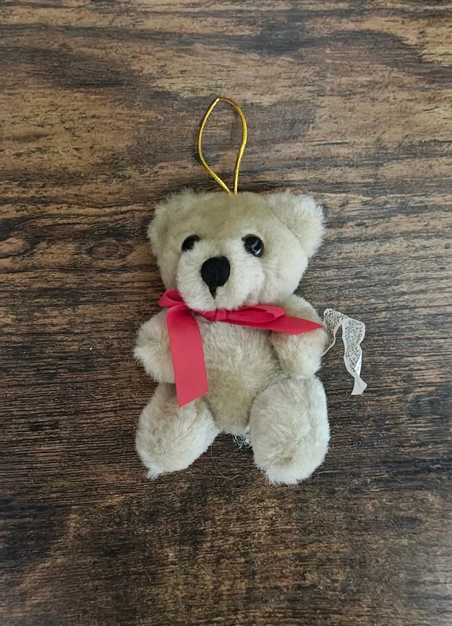 1980s Rare Vintage Mary Meyer Mini Plush Mohair Beige Teddy Bear Ornament