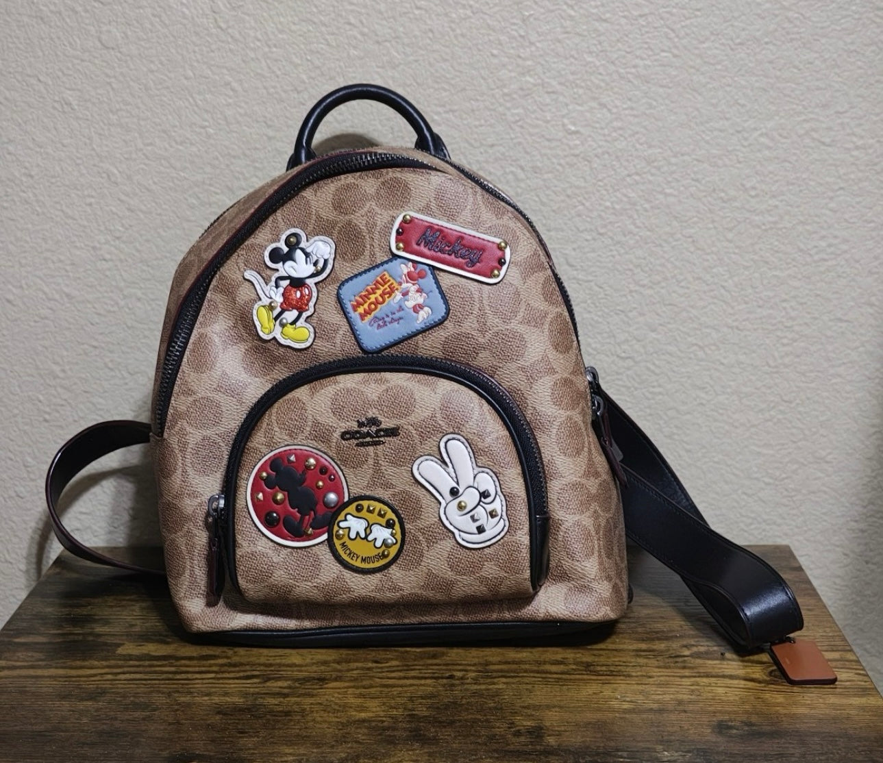 Disney X Coach Carrie Backpack 23 In Signature Canvas With Patches