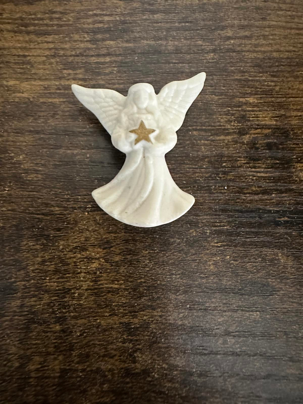 1980’s Porcelain Angel Brooch with Gold Star by Lenox