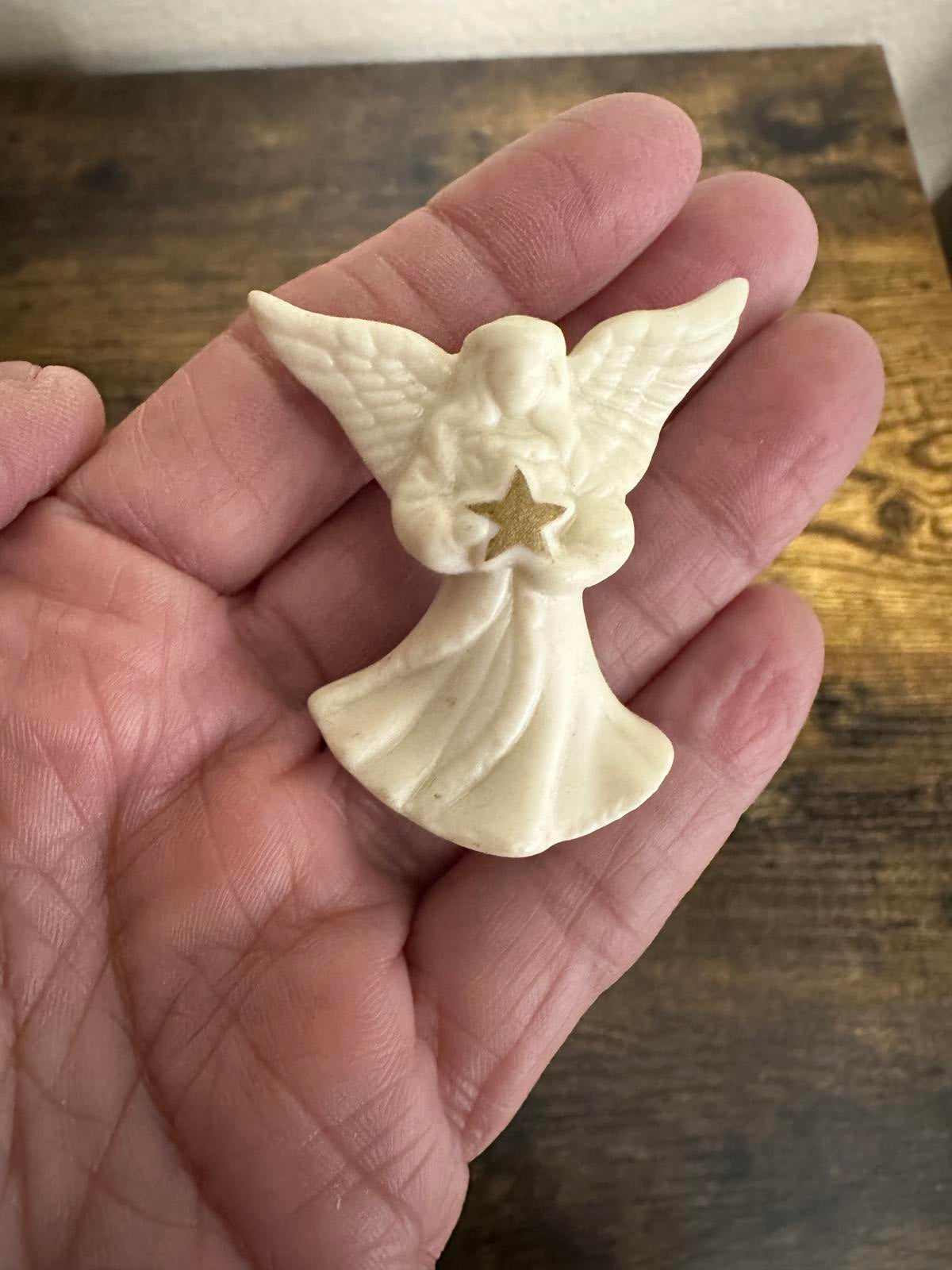1980’s Porcelain Angel Brooch with Gold Star by Lenox