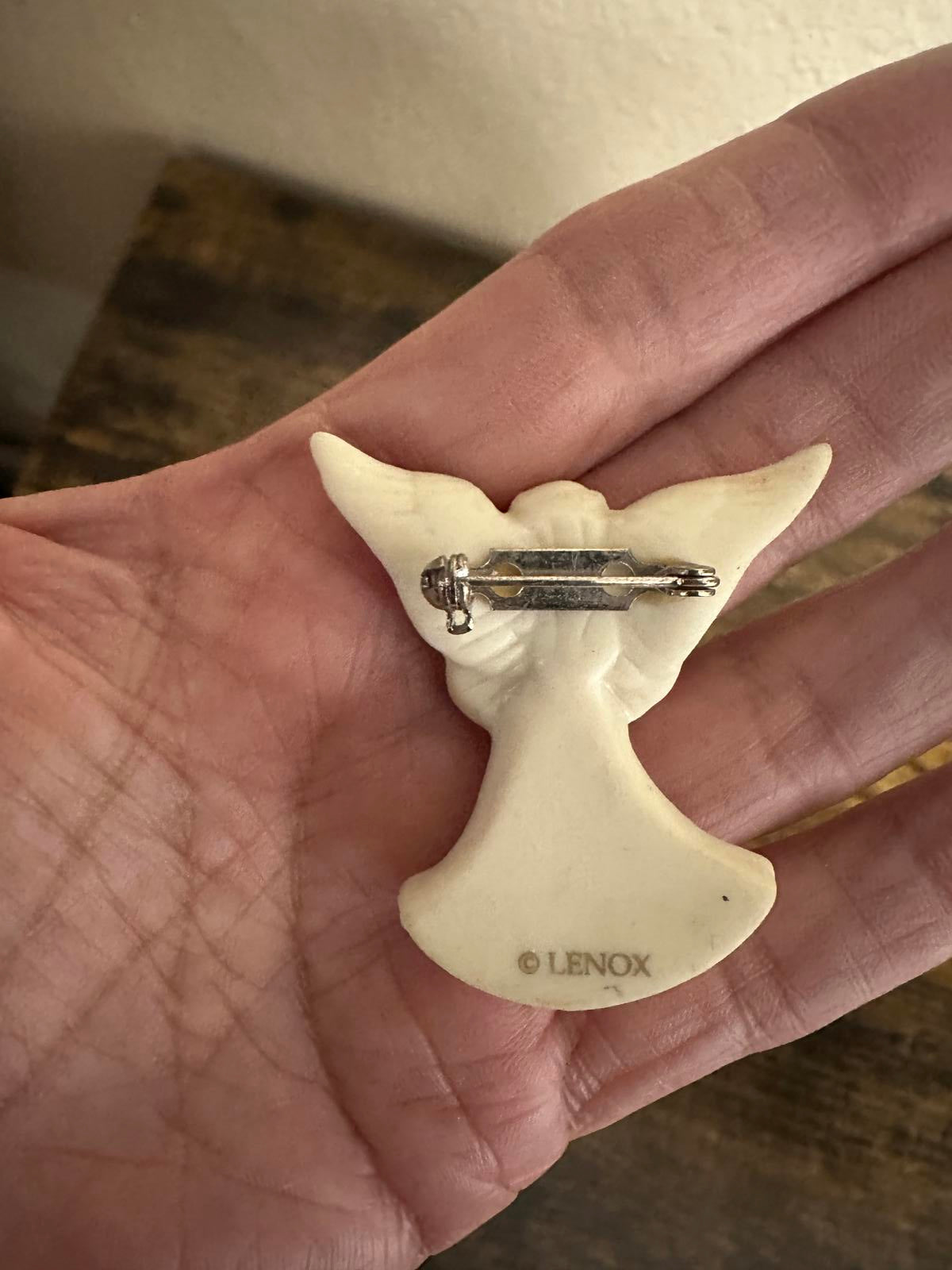 1980’s Porcelain Angel Brooch with Gold Star by Lenox