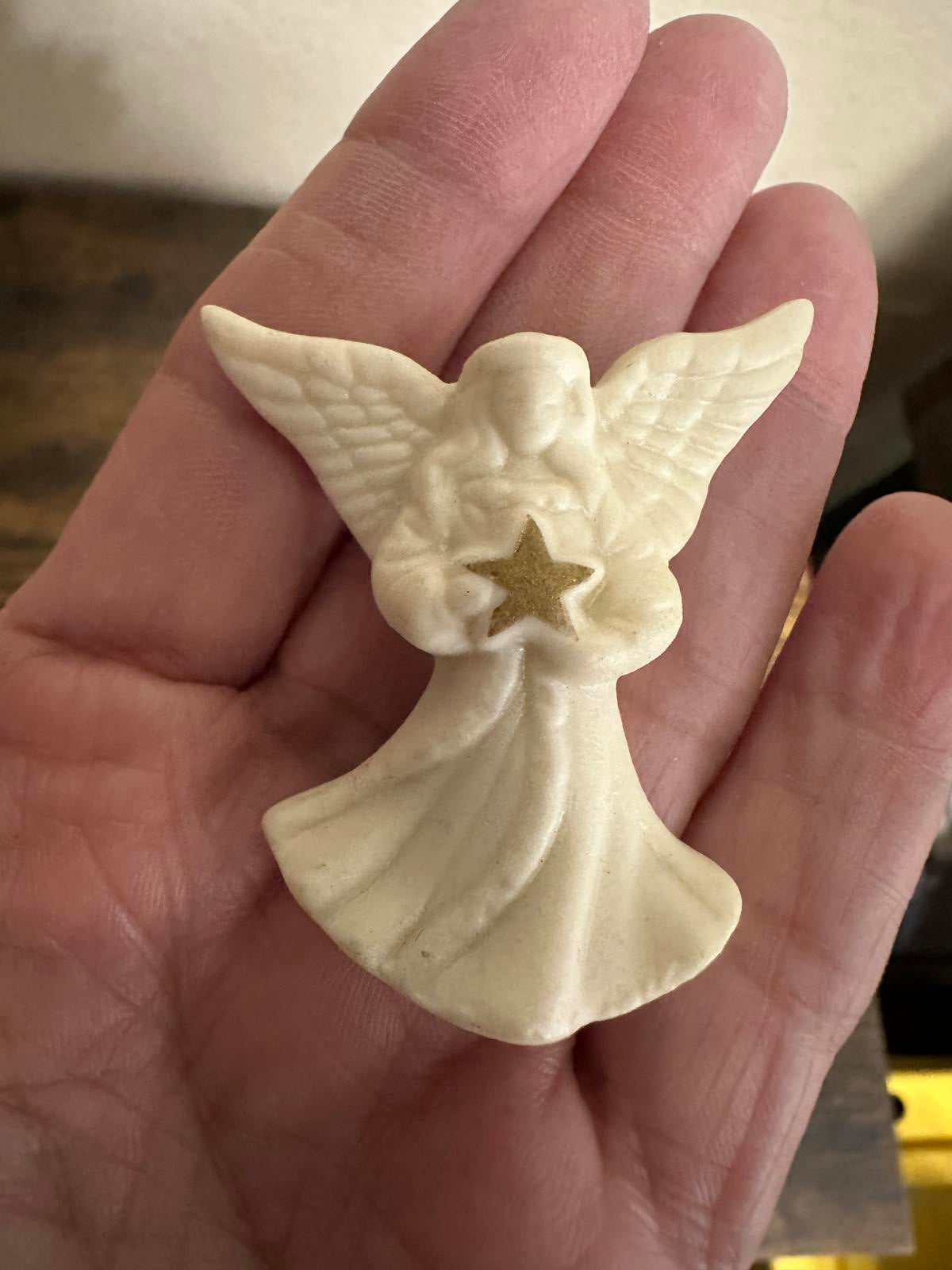1980’s Porcelain Angel Brooch with Gold Star by Lenox