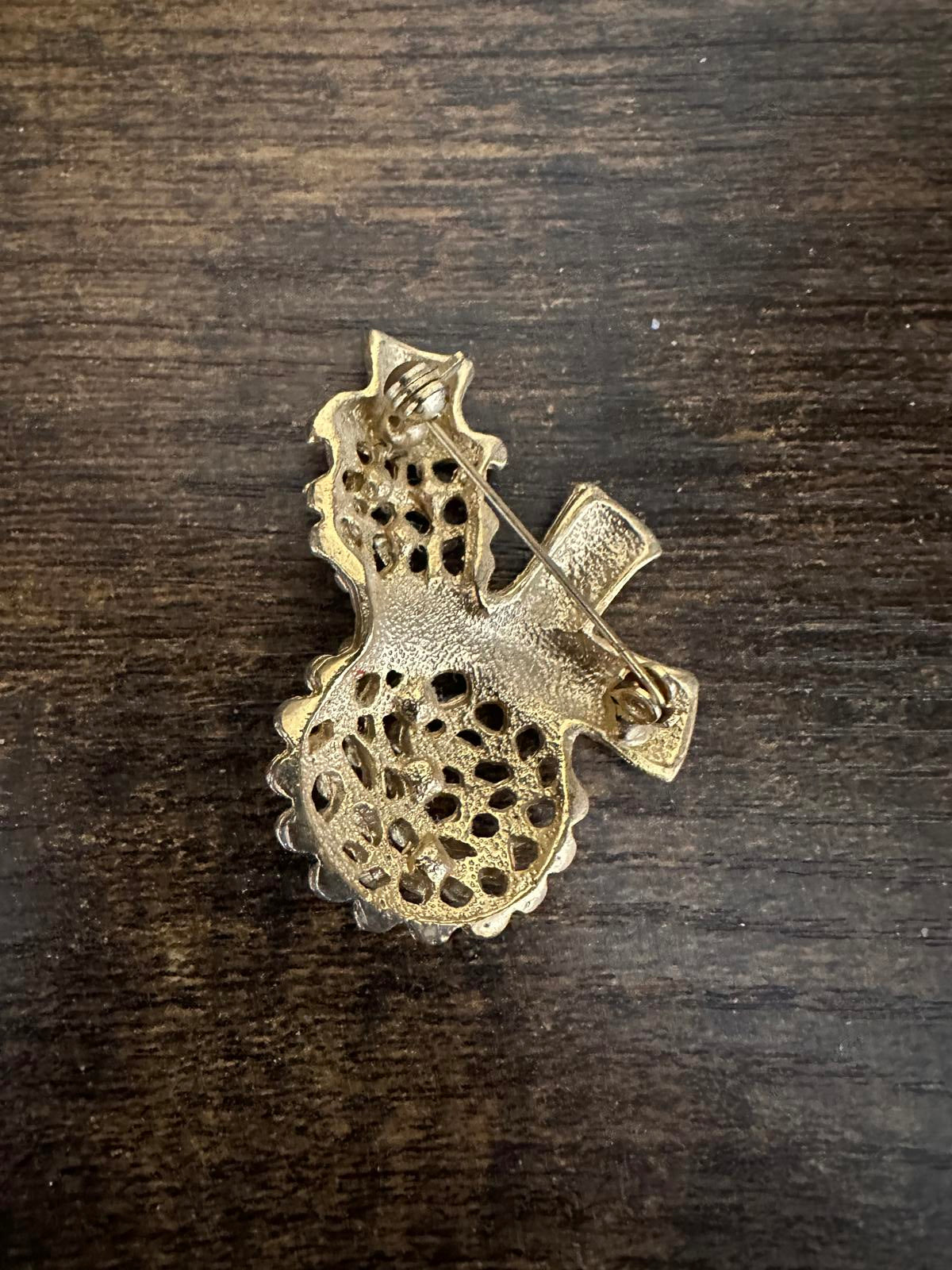 1970’s Snowman Brooch With Rhinestone Embellishments