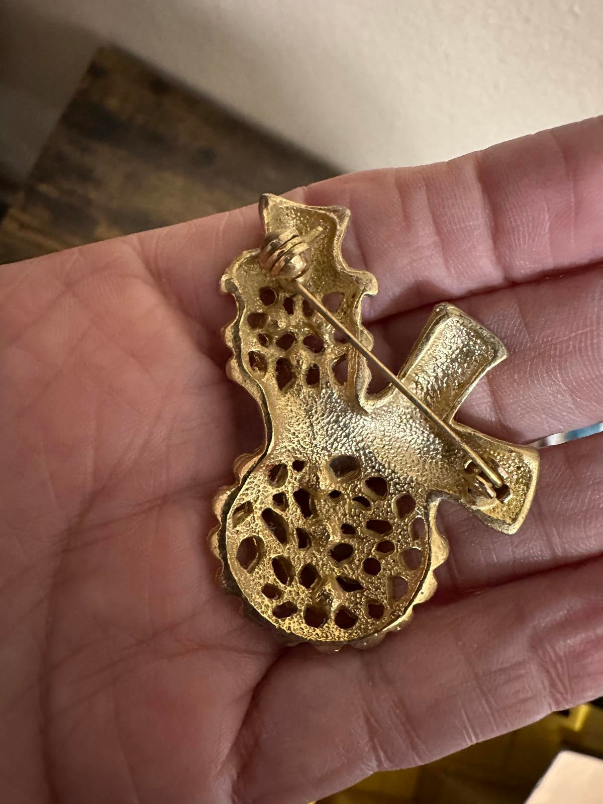 1970’s Snowman Brooch With Rhinestone Embellishments