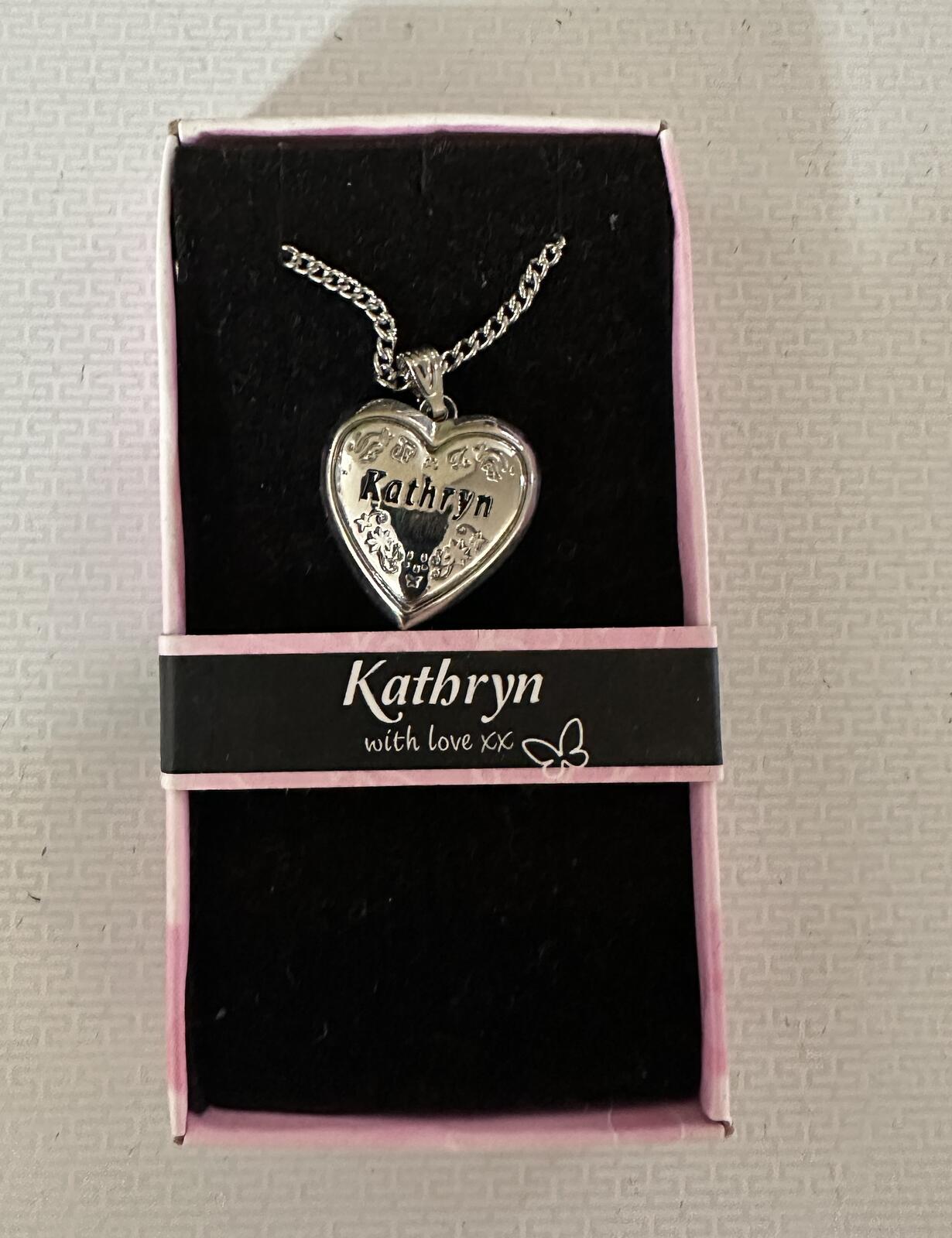 Love Lockets Silver tone Engraved Kathryn Necklace