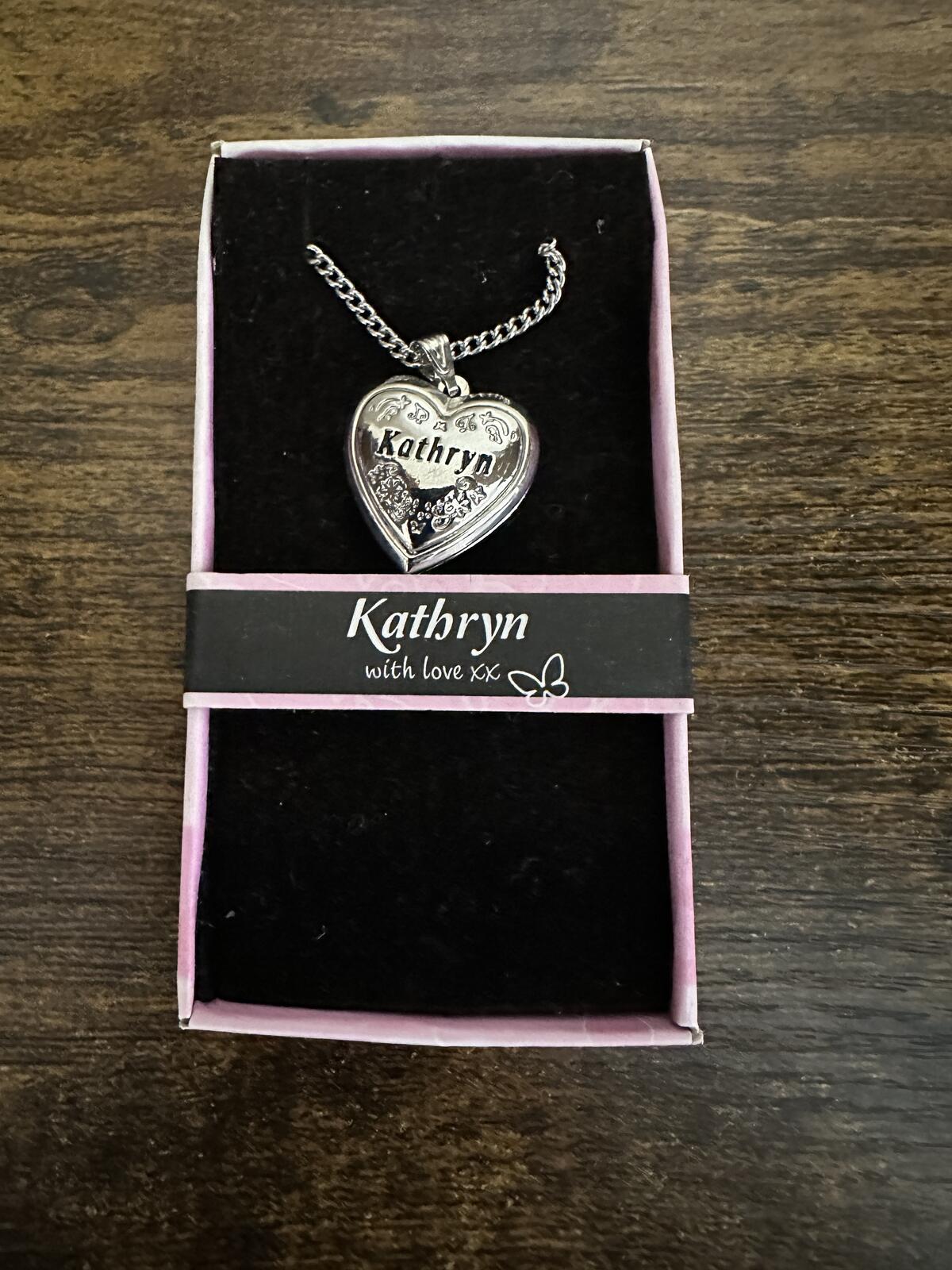 Love Lockets Silver tone Engraved Kathryn Necklace