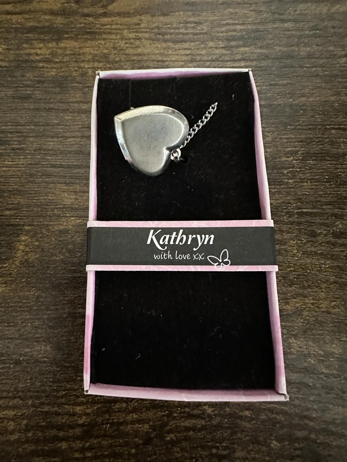 Love Lockets Silver tone Engraved Kathryn Necklace