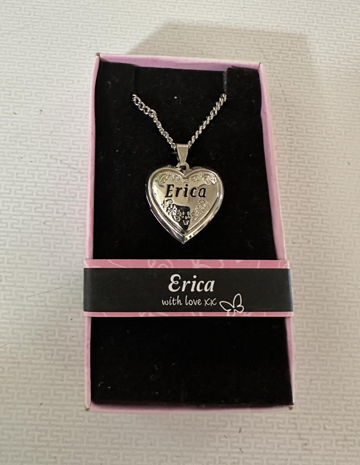 Love Lockets Silver tone Engraved Erica Necklace