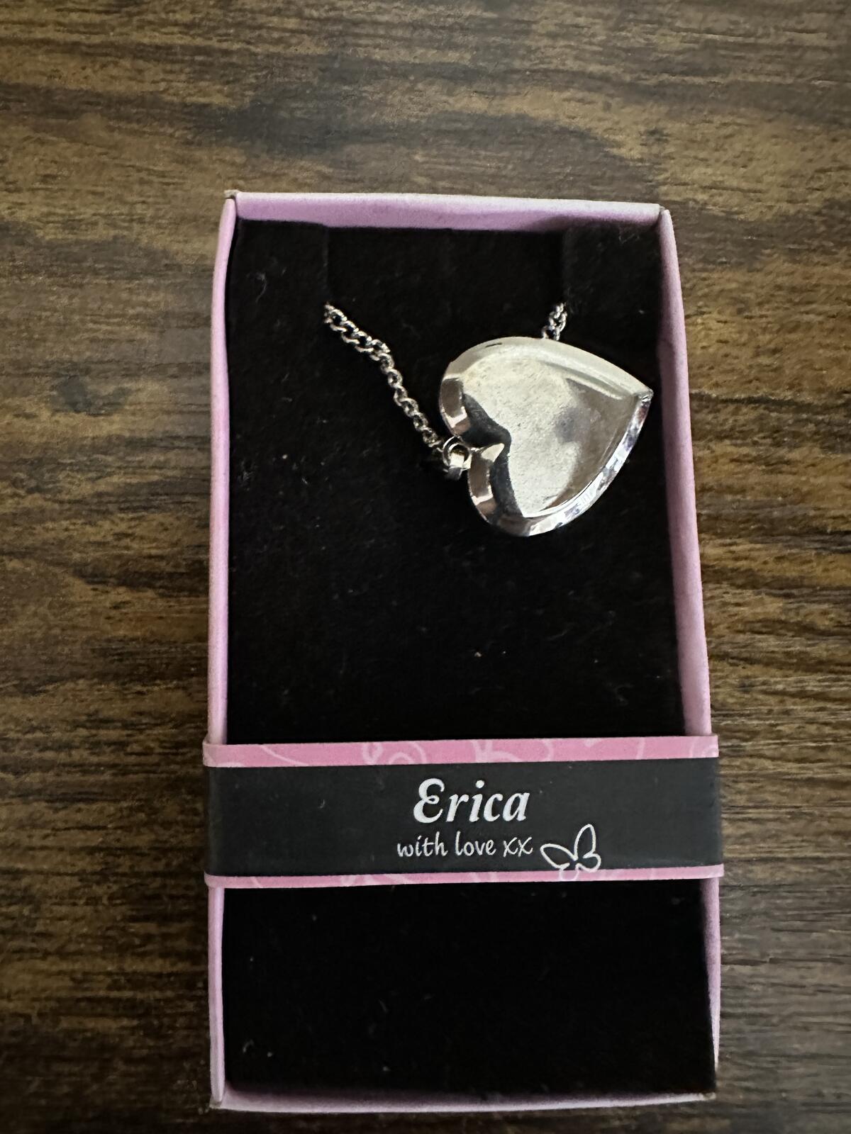 Love Lockets Silver tone Engraved Erica Necklace