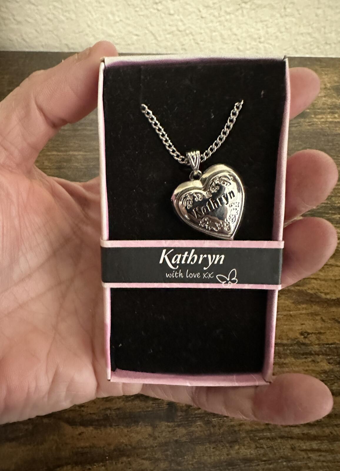 Love Lockets Silver tone Engraved Kathryn Necklace