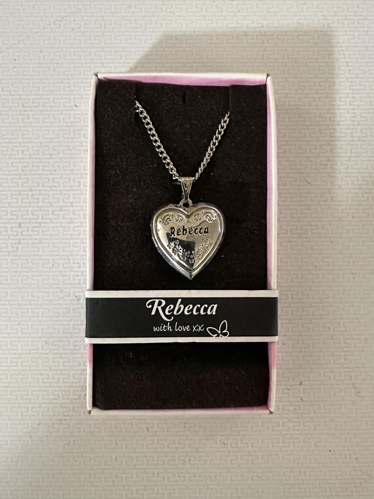 Love Lockets Silver tone Engraved Rebecca Necklace