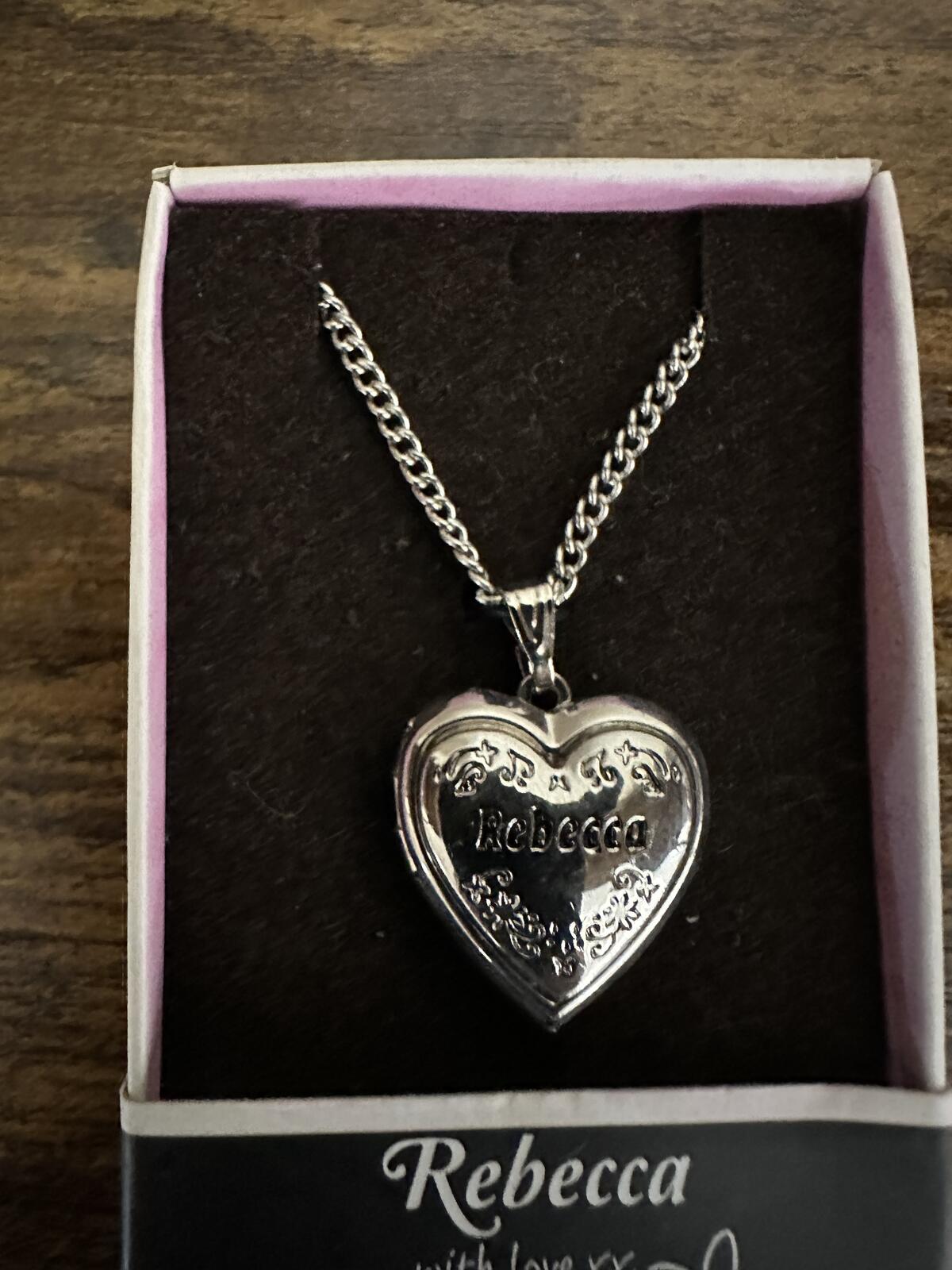 Love Lockets Silver tone Engraved Rebecca Necklace