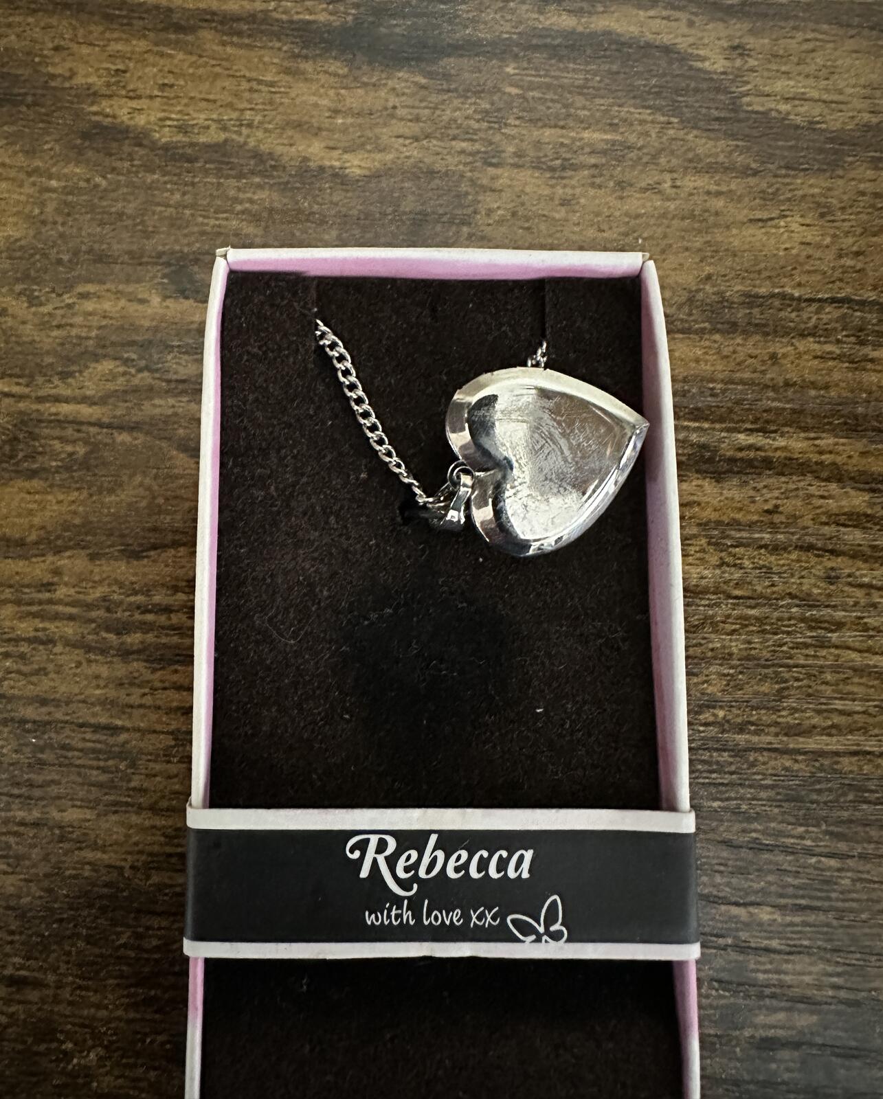Love Lockets Silver tone Engraved Rebecca Necklace