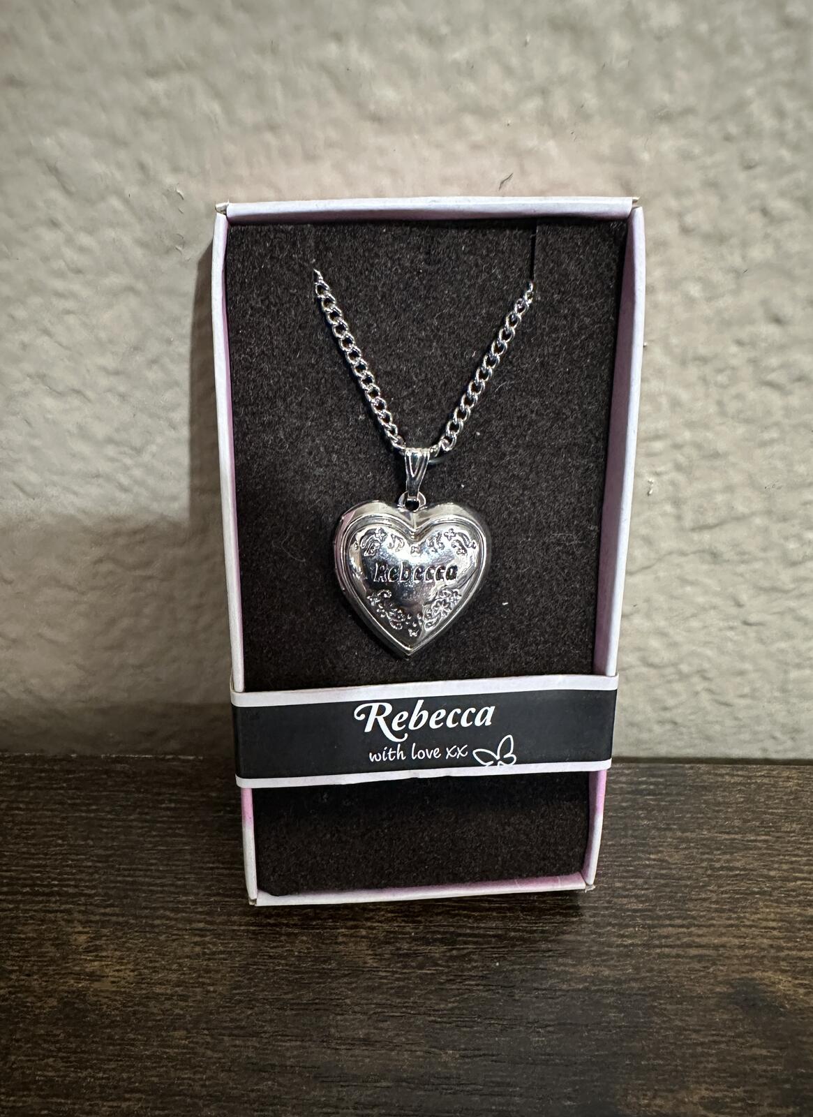 Love Lockets Silver tone Engraved Rebecca Necklace